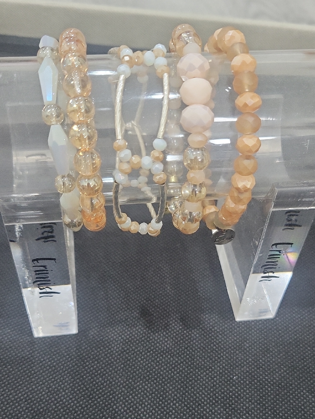 Erimish Neutral Peach Beaded Bracelet Set - Unbranded Womens Stack 20$